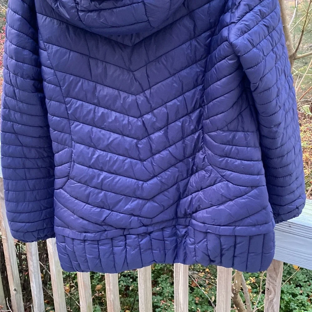 Gran Oriente Navy Blue Quilted Jacket w Scalloped Front Snap/ Zipper Size XL - Picture 9 of 12